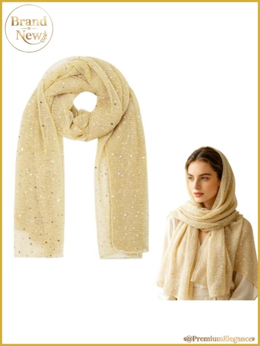 Sequin Mesh Head Scarf Elegant Lightweight Festival Wrap